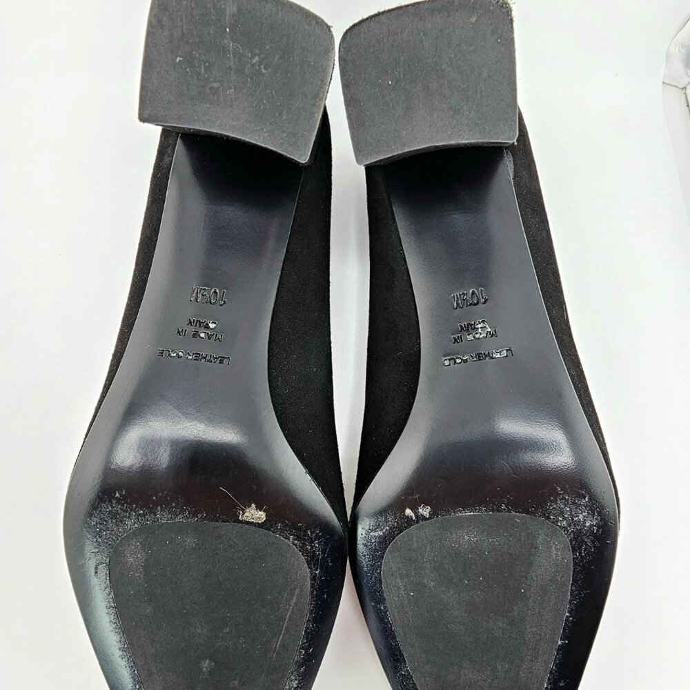 INEZ Clara Kid Suede Block Heel Pumps | Black | Size 10.5 | Re-soled - Picture 13 of 14